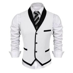 New Men's Suit Vest Slim Fit Waistcoat White